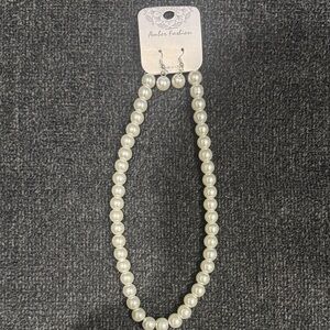 Faux Pearl Necklace and Earring Set